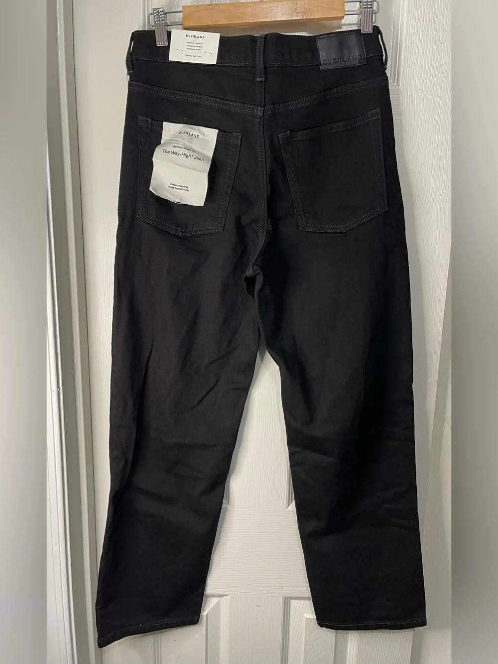 Everlane The Way High Straight Jean Black Organic Cotton Minimalist Size 28R NW